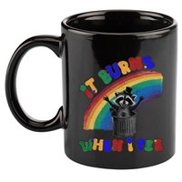 It Burns When I Pee Funny Racoon Meme Rainbow Saying Humor 11oz C Handle Ceramic Mug