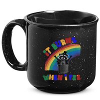 It Burns When I Pee Funny Racoon Meme Rainbow Saying Humor 15oz Campfire Ceramic Mug