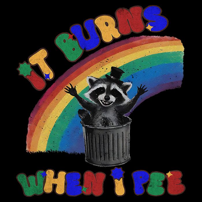 It Burns When I Pee Funny Racoon Meme Rainbow Saying Humor 16 in Basic Backpack