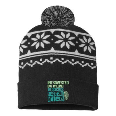 Introverted But Willing To Discuss Serial Killers True Crime USA-Made Snowflake Beanie