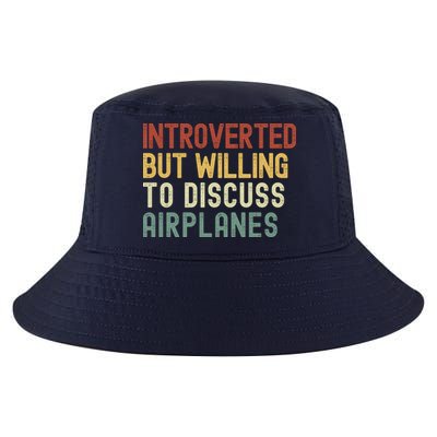 Introverted But Willing To Discuss Airplanes Funny Aviation Airplane Lover Cool Comfort Performance Bucket Hat