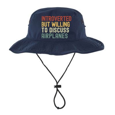 Introverted But Willing To Discuss Airplanes Funny Aviation Airplane Lover Legacy Cool Fit Booney Bucket Hat