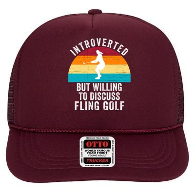 Introverted But Willing To Discuss Fling Golf Vintage Retro Fling Golf High Crown Mesh Back Trucker Hat