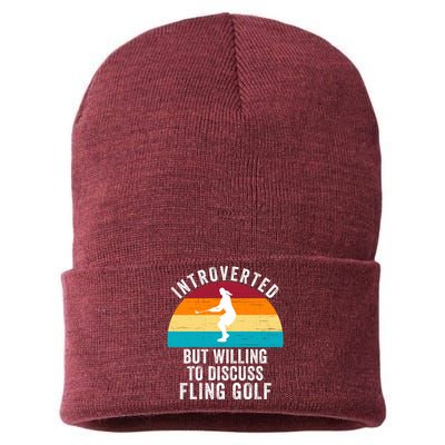 Introverted But Willing To Discuss Fling Golf Vintage Retro Fling Golf Sustainable Knit Beanie