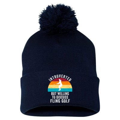 Introverted But Willing To Discuss Fling Golf Vintage Retro Fling Golf Pom Pom 12in Knit Beanie