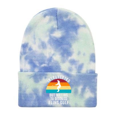 Introverted But Willing To Discuss Fling Golf Vintage Retro Fling Golf Tie Dye 12in Knit Beanie