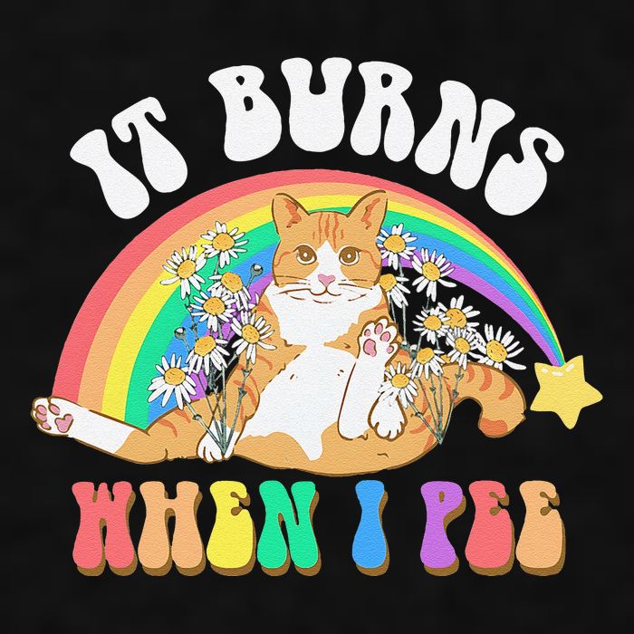 It Burns When I Pee Funny Cat Meme Rainbow Saying Sarcastic Ladies PosiCharge Tri-Blend Wicking Tank