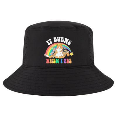 It Burns When I Pee Funny Cat Meme Rainbow Saying Sarcastic Cool Comfort Performance Bucket Hat