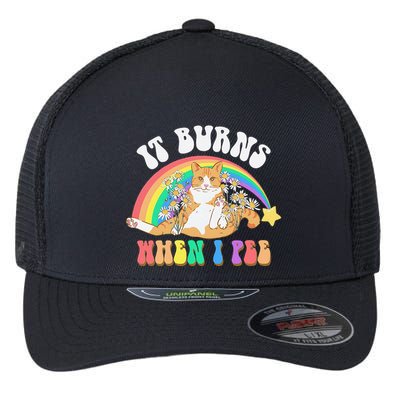 It Burns When I Pee Funny Cat Meme Rainbow Saying Sarcastic Flexfit Unipanel Trucker Cap