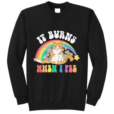 It Burns When I Pee Funny Cat Meme Rainbow Saying Sarcastic Sweatshirt