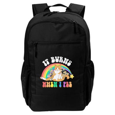 It Burns When I Pee Funny Cat Meme Rainbow Saying Sarcastic Daily Commute Backpack