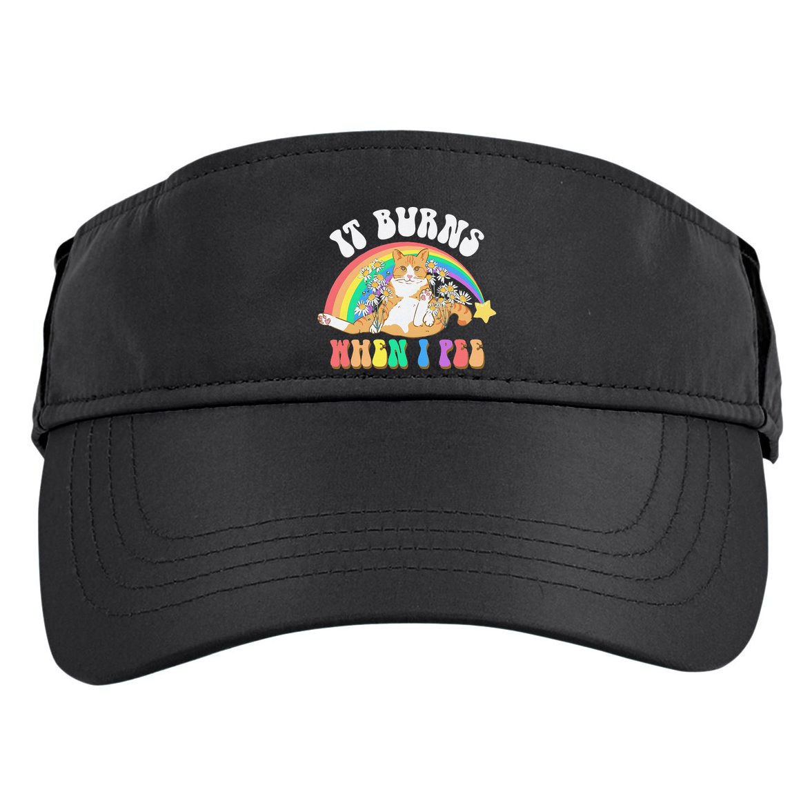 It Burns When I Pee Funny Cat Meme Rainbow Saying Sarcastic Adult Drive Performance Visor