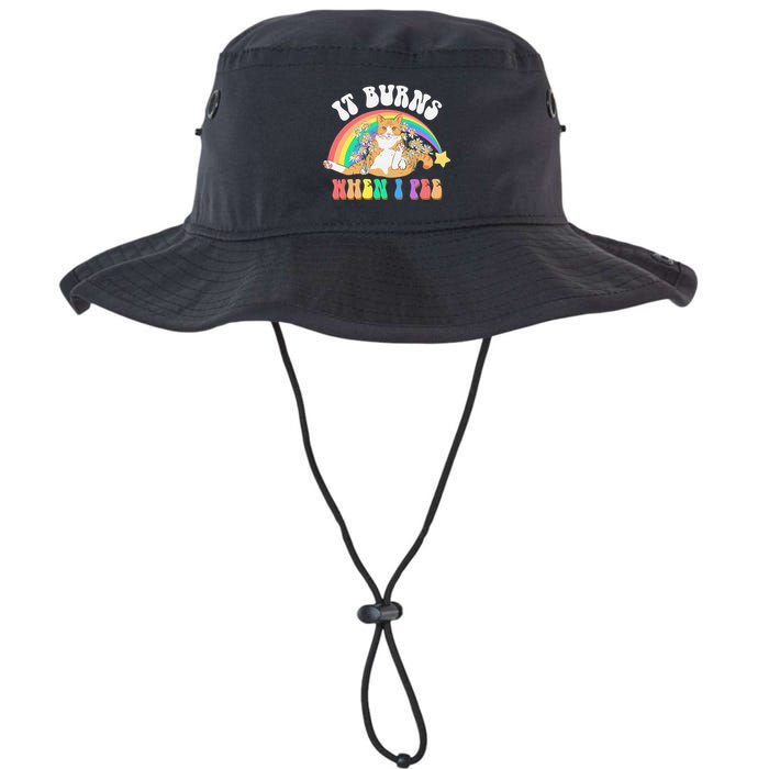 It Burns When I Pee Funny Cat Meme Rainbow Saying Sarcastic Bucket Hat