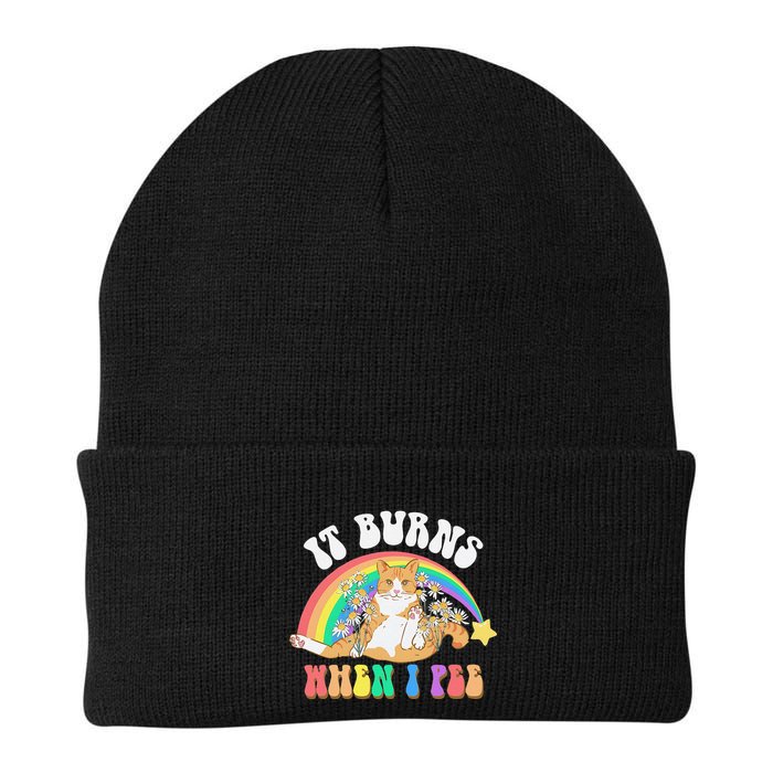 It Burns When I Pee Funny Cat Meme Rainbow Saying Sarcastic Beanie