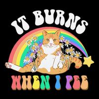 It Burns When I Pee Funny Cat Meme Rainbow Saying Sarcastic Drawstring Bag