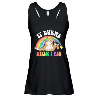 It Burns When I Pee Funny Cat Meme Rainbow Saying Sarcastic Ladies Essential Flowy Tank