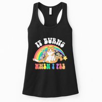 It Burns When I Pee Funny Cat Meme Rainbow Saying Sarcastic Womens Tank Top