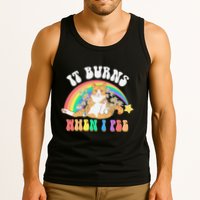 It Burns When I Pee Funny Cat Meme Rainbow Saying Sarcastic Tank Top