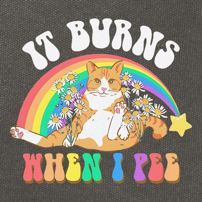 It Burns When I Pee Funny Cat Meme Rainbow Saying Sarcastic Cotton Canvas Backpack
