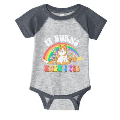 It Burns When I Pee Funny Cat Meme Rainbow Saying Sarcastic Infant Baby Jersey Bodysuit