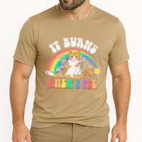 It Burns When I Pee Funny Cat Meme Rainbow Saying Sarcastic Performance Shirt