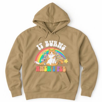 It Burns When I Pee Funny Cat Meme Rainbow Saying Sarcastic Hoodie
