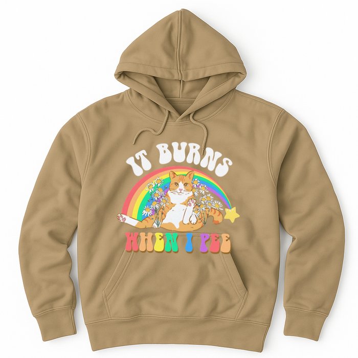 It Burns When I Pee Funny Cat Meme Rainbow Saying Sarcastic Hoodie