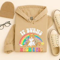 It Burns When I Pee Funny Cat Meme Rainbow Saying Sarcastic Hoodie