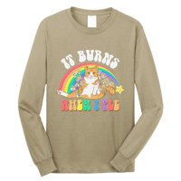 It Burns When I Pee Funny Cat Meme Rainbow Saying Sarcastic Long Sleeve Shirt