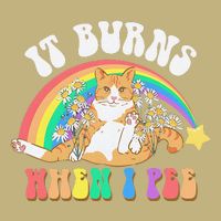 It Burns When I Pee Funny Cat Meme Rainbow Saying Sarcastic Button