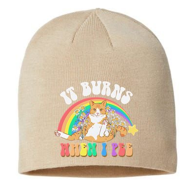 It Burns When I Pee Funny Cat Meme Rainbow Saying Sarcastic Sustainable Beanie