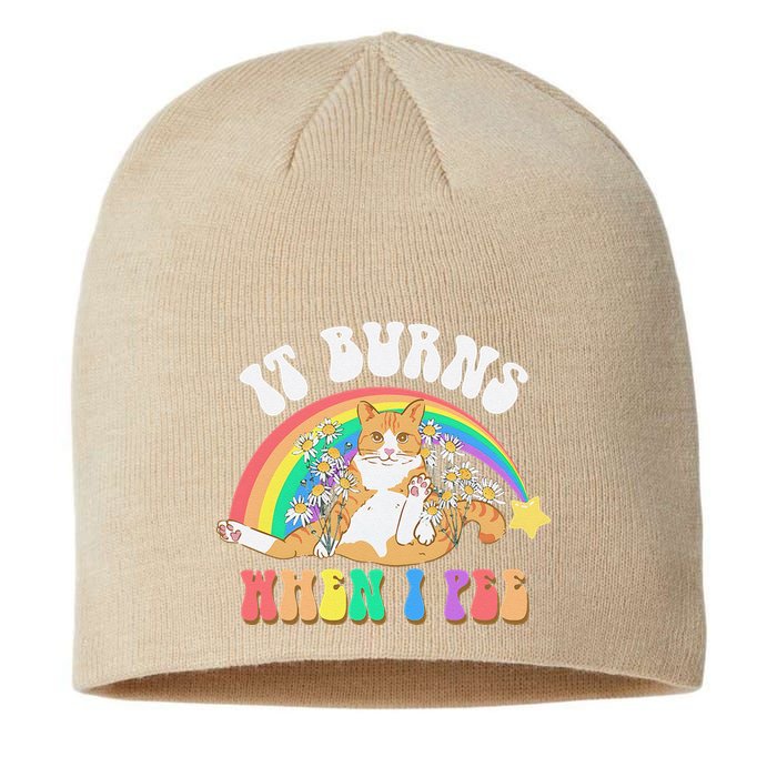 It Burns When I Pee Funny Cat Meme Rainbow Saying Sarcastic Sustainable Beanie