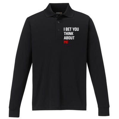 I Bet You Think About Me Performance Long Sleeve Polo