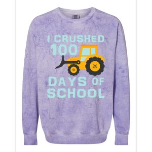 I Crushed 100 Days Of School Tractor Truck Lover Gift Colorblast Crewneck Sweatshirt