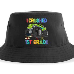 I Crushed 1st Grade Funny Monster Truck Graduation Gifts Sustainable Bucket Hat