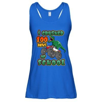 I Crushed 100 Days Of School Dinosaur Driving Monster Truck Funny Gift Ladies Essential Flowy Tank