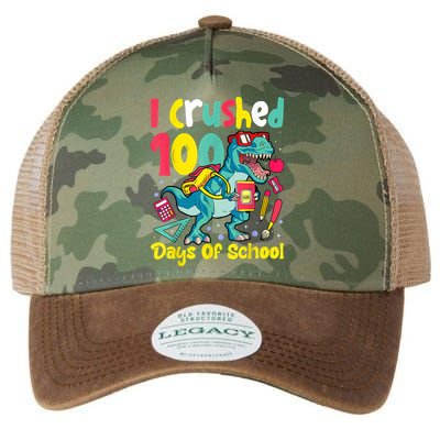 I Crushed 100 Days Of School , Dinosaur Kids Boys Funny Design Legacy Tie Dye Trucker Hat
