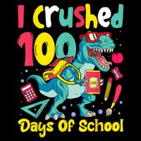 I Crushed 100 Days Of School , Dinosaur Kids Boys Funny Design Backpack