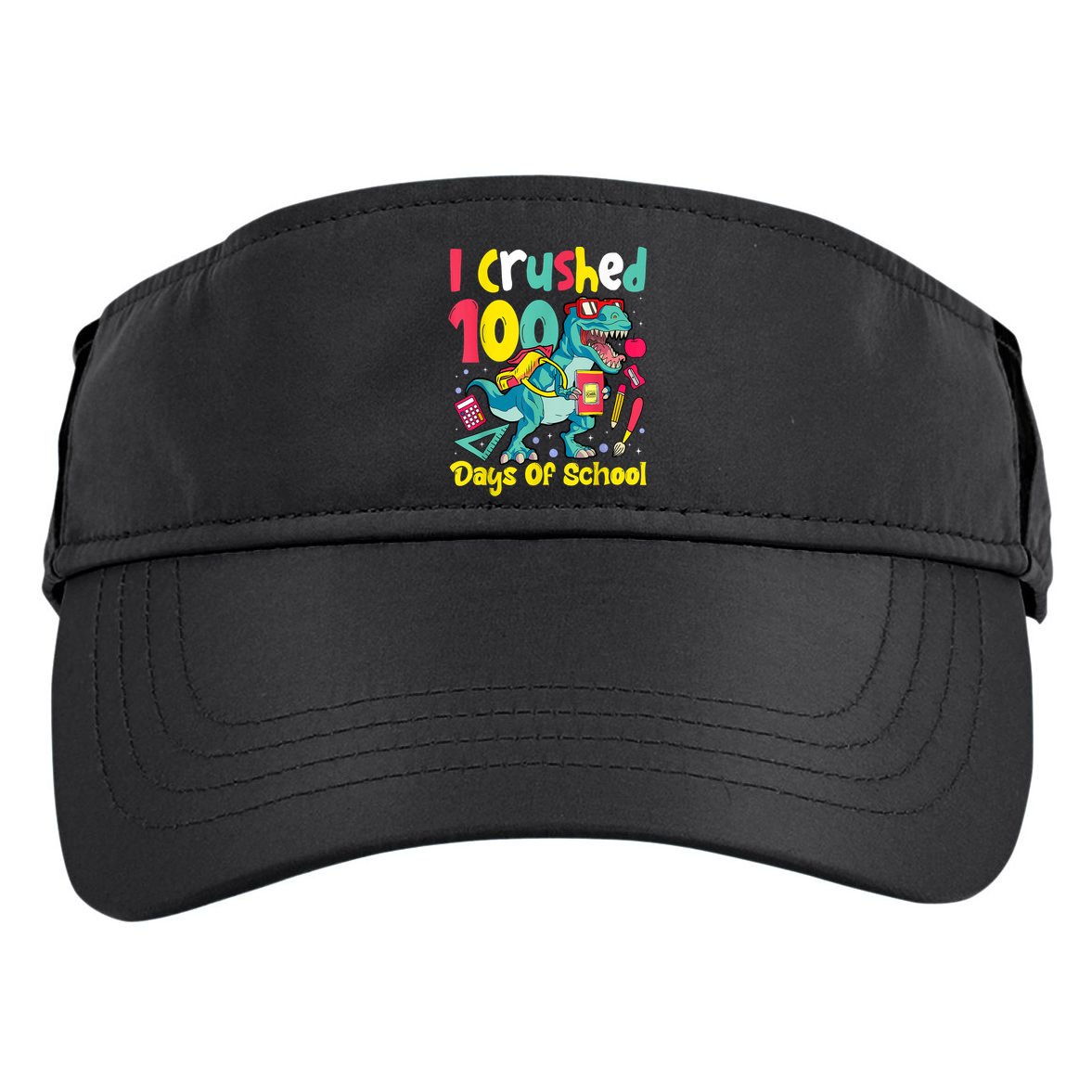 I Crushed 100 Days Of School , Dinosaur Kids Boys Funny Design Adult Drive Performance Visor