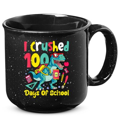 I Crushed 100 Days Of School , Dinosaur Kids Boys Funny Design 15oz Campfire Ceramic Mug