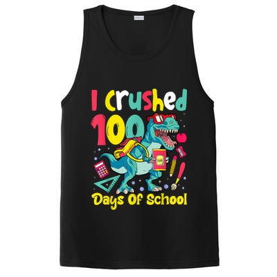 I Crushed 100 Days Of School , Dinosaur Kids Boys Funny Design PosiCharge Competitor Tank