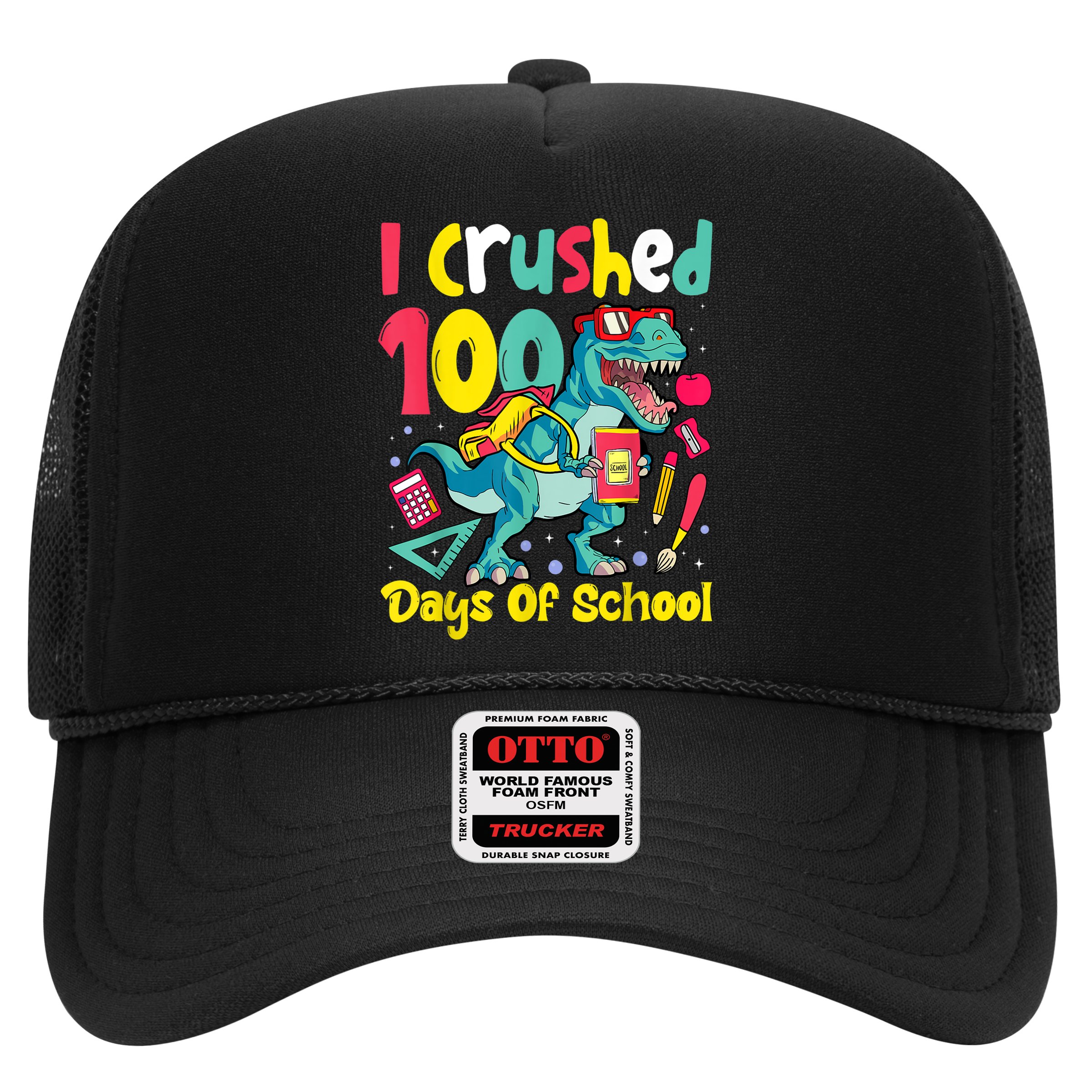 I Crushed 100 Days Of School , Dinosaur Kids Boys Funny Design Hat