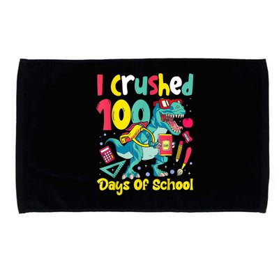 I Crushed 100 Days Of School , Dinosaur Kids Boys Funny Design Microfiber Hand Towel