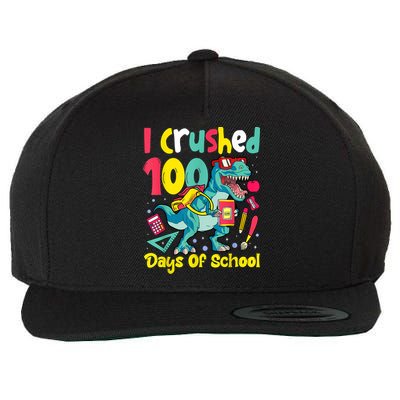I Crushed 100 Days Of School , Dinosaur Kids Boys Funny Design Wool Snapback Cap