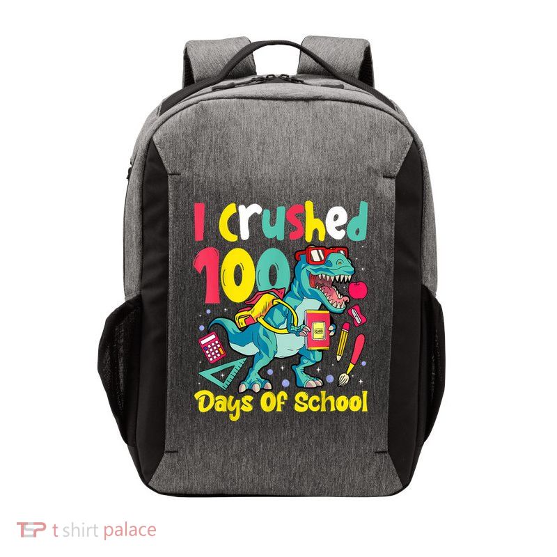 I Crushed 100 Days Of School , Dinosaur Kids Boys Funny Design Vector Backpack