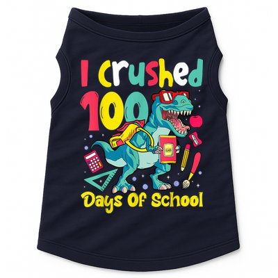 I Crushed 100 Days Of School , Dinosaur Kids Boys Funny Design Doggie Tank