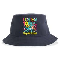 I Crushed 100 Days Of School , Dinosaur Kids Boys Funny Design Sustainable Bucket Hat