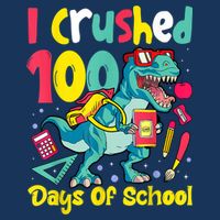 I Crushed 100 Days Of School , Dinosaur Kids Boys Funny Design Sustainable Bucket Hat