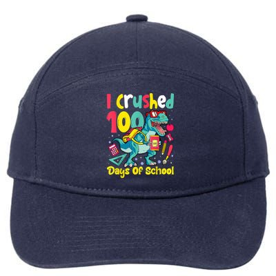 I Crushed 100 Days Of School , Dinosaur Kids Boys Funny Design 7-Panel Snapback Hat