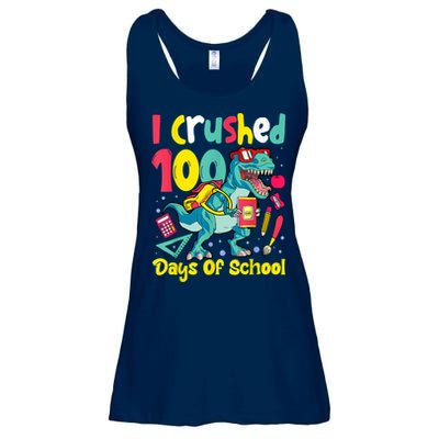 I Crushed 100 Days Of School , Dinosaur Kids Boys Funny Design Ladies Essential Flowy Tank